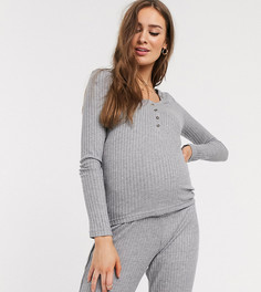 Серый топ для кормления в рубчик на пуговицах Mamalicious Mama.Licious