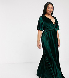 Бархатное платье ASOS DESIGN Curve-Зеленый