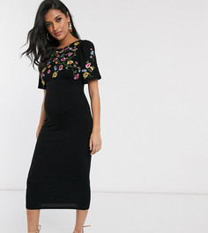 Платье миди с вышивкой ASOS DESIGN Maternity-Черный