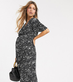 Платье миди в горошек с запахом New Look Maternity-Серебряный