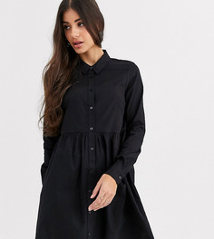 Свободное хлопковое платье-рубашка мини ASOS DESIGN Tall-Черный