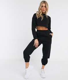 Спортивный костюм с короткими свитшотом и oversized-джоггерами ASOS DESIGN-Черный