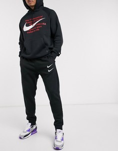 Черные джоггеры с манжетами и логотипом Nike-Черный