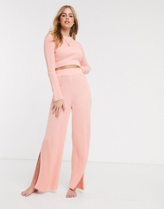 Трикотажные брюки с боковыми разрезами ASOS DESIGN-Розовый