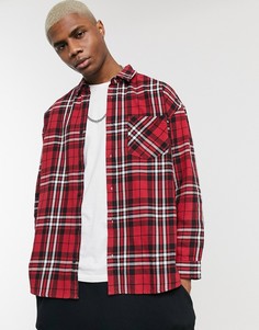 Красная рубашка в клетку Bershka-Красный