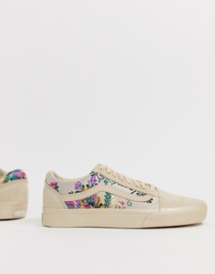 Кроссовки кремового цвета с цветочным принтом Vans Old Skool-Кремовый