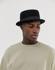 Черная шляпа с загнутыми кверху полями ASOS DESIGN-Черный