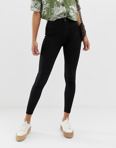 Черные эластичные джинсы скинни с завышенной талией New Look-Черный