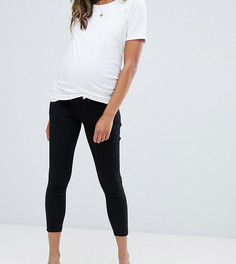 Черные джинсы скинни с завышенной талией и вставкой на поясе ASOS DESIGN Maternity Petite Ridley-Черный