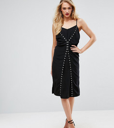 Платье-комбинация миди с крючками ASOS TALL-Черный