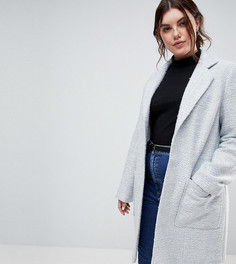 Приталенное фактурное пальто ASOS DESIGN Curve-Серый
