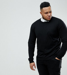 Черный хлопковый джемпер с круглым вырезом ASOS DESIGN Plus