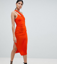 Атласное платье-футляр миди ASOS Tall-Оранжевый