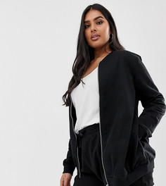 Черный трикотажный бомбер ASOS DESIGN Curve ultimate