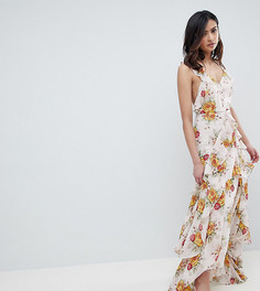 Платье макси с оборками и цветочным принтом ASOS DESIGN Tall-Мульти