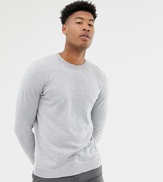 Серый хлопковый джемпер с круглым вырезом ASOS DESIGN Tall