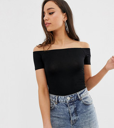 Боди черного цвета с открытыми плечами и короткими рукавами ASOS DESIGN Tall-Черный