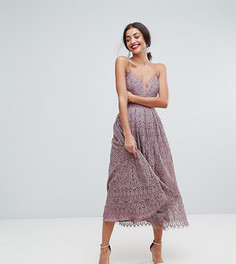Кружевное платье миди для выпускного ASOS TALL-Фиолетовый