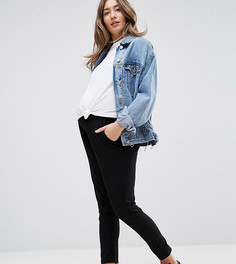 Трикотажные брюки с посадкой под животом ASOS DESIGN Maternity-Черный