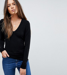 Черный лонгслив с V-образным вырезом ASOS DESIGN Tall ultimate