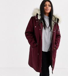 Темно-бордовая парка с отстегиваемым искусственным мехом ASOS DESIGN Curve-Фиолетовый