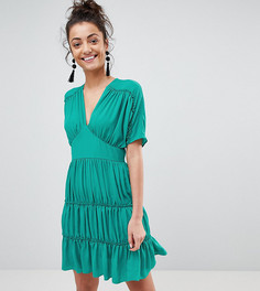 Платье мини с ярусными оборками ASOS TALL-Зеленый