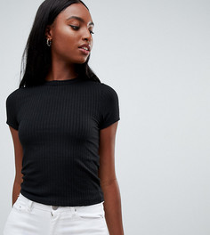 Черная футболка узкого кроя в рубчик ASOS DESIGN Tall-Черный