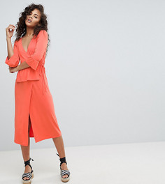 Платье миди с запахом ASOS DESIGN Tall-Розовый
