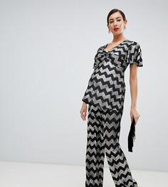 Широкие брюки с узором зигзаг Flounce London Maternity-Мульти
