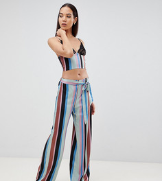 Майка в полоску и широкие брюки из атласа ASOS DESIGN Tall-Мульти