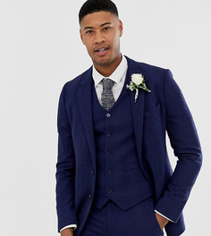 Синий приталенный пиджак с добавлением шерсти ASOS DESIGN Tall wedding