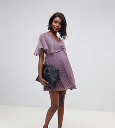 Платье мини с рукавами клеш и плиссированной юбкой ASOS DESIGN Maternity-Розовый