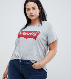 Серая футболка с логотипом Levis Plus-Серый
