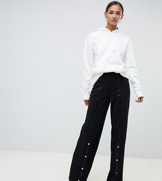 Брюки с широкими штанинами и кнопками ASOS DESIGN Tall-Черный