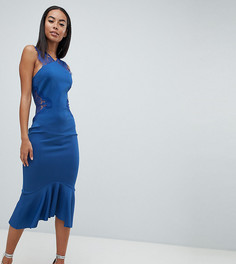 Платье миди с кружевными вставками ASOS DESIGN Tall-Синий