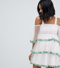 Платье мини из сетки добби с кружевной отделкой ASOS DESIGN Maternity-Белый