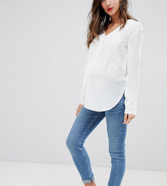 Синие выбеленные джинсы скинни с завышенной талией ASOS DESIGN Maternity Ridley-Синий