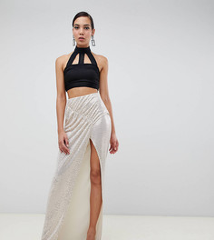 Присборенная юбка макси с пайетками ASOS DESIGN Tall-Золотой