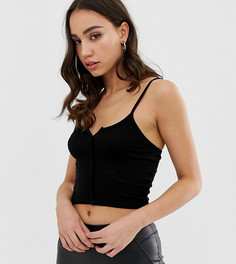 Черный кроп-топ на бретельках с разрезом ASOS DESIGN Tall
