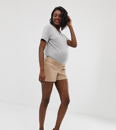 Шорты чиносы с эластичным поясом под животиком ASOS DESIGN Maternity-Бежевый