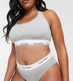 Серые хлопковые трусы большого размера Calvin Klein-Серый