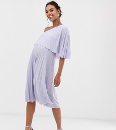 Плиссированное платье миди на одно плечо ASOS DESIGN Maternity-Фиолетовый