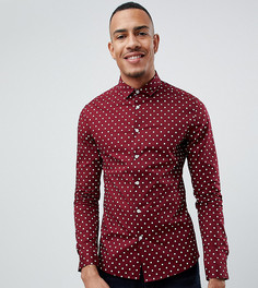 Бордовая облегающая рубашка в горошек ASOS DESIGN Tall-Красный