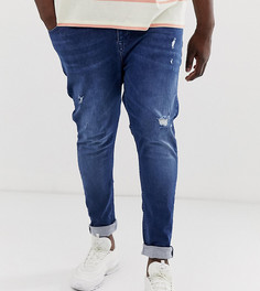 Синие эластичные джинсы с напылением и рваной отделкой ASOS DESIGN Plus-Синий