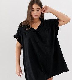 Меланжевое свободное двустороннее платье мини ASOS DESIGN Curve-Черный