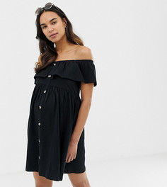 Сарафан мини на пуговицах с ярусной юбкой ASOS DESIGN Maternity-Черный