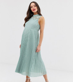 Кружевное платье миди без рукавов с высоким воротом ASOS DESIGN Maternity-Зеленый