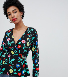Лонгслив с пуговицей и цветочным принтом ASOS DESIGN Tall-Мульти