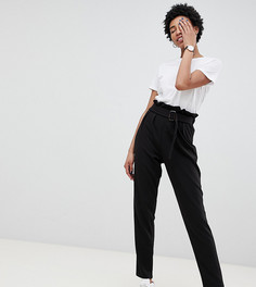 Брюки из крепа с присборенной талией ASOS DESIGN Tall-Черный