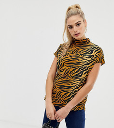 Топ с высоким воротом и звериным принтом ASOS DESIGN Tall-Мульти